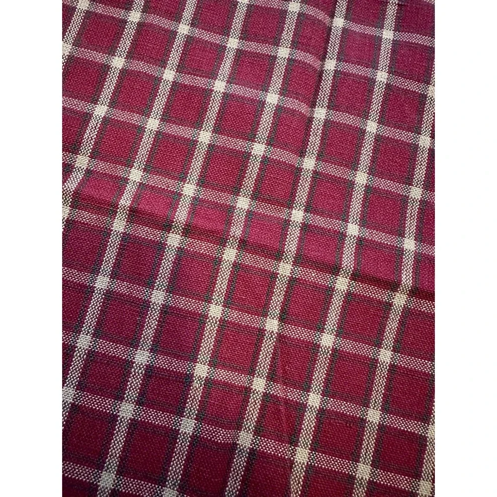 New Set Of 3 Park Imports & Design Plaid Loomed Burgundy Hand Dish Kitchen Towel